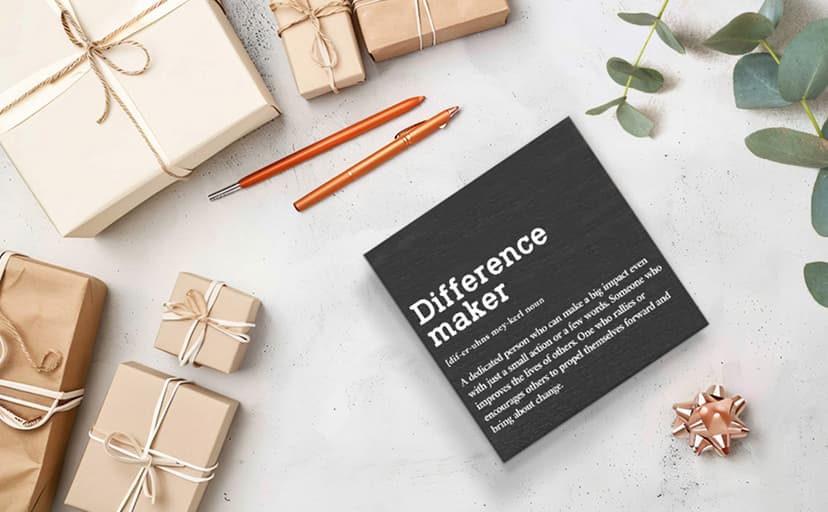 Difference Maker Definition Home Office Decor Wooden Box Sign, Motivational Farmhouse Decorative Positive Office Desk Accessories Wood Plaque Affirmations Wood Table Sign for TV Cabinet Shelf