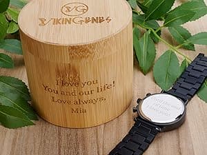 Vikingenes – Wooden Watches for Men, Engraved Wood Watch, Personalized Men's Gift, Viking Watches, Natural Wood Wristwatch, Luxury Wooden Chronograph, Custom Engraved Watch, Unique Gift for Men
