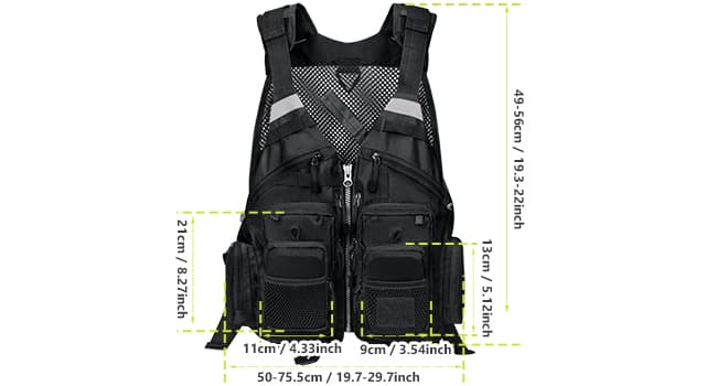 Gonex Fly Fishing Vest for Men Women, Comfortable Adjustable Fishing Vest with Multi-Pockets Reflective Stripes