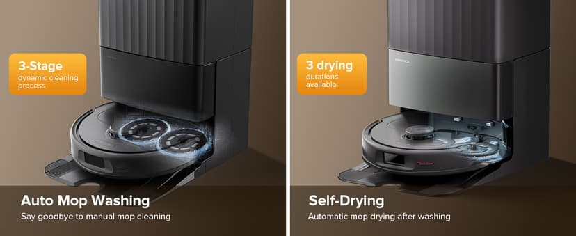 roborock QV 35S Robot Vacuum and Mop, All-in-one Vacuum Cleaner, 10,000Pa Powerful Suction, Self Emptying & Refilling, Self Mop Washing & Air Drying, Anti-Tangle Brushes for Home, Pet Hairs, Black