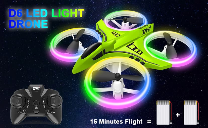 Dwi Dowellin Mini Drone for Kids Crash Proof LED Night Lights One Key Take Off Landing Flips RC Remote Control Small Flying Toys Drones for Beginners Boys and Girls Adults Nano Quadcopter, Green