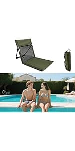Verveens Portable Poolside Chairs with Mesh Backrest,Lightweight Foldable Beach Chairs with Carry Bag for SwimmingPool Sunbathing Camping Picnic Lawn Road Trips