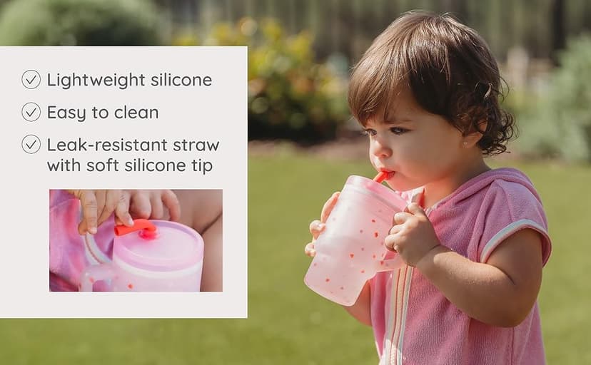 BPA-free silicone straw helps reduce spills while little ones build confidence with independent sipping Infantino My 1st Tumbler Straw Cup with Handle, 9oz, Lilac B0DF3L6CQ1