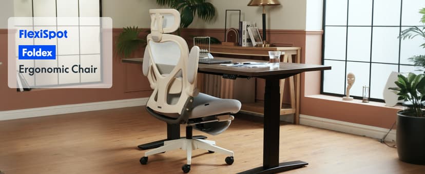 FLEXISPOT Foldex Ergonomic Office Chair, Folding Chair for Small Spaces with Lumbar Support, Flip-up Armrests, 3D Headrest, Desk Chairs with Footrest for Work,Video Game,Gift (Foam Seat, Pink)