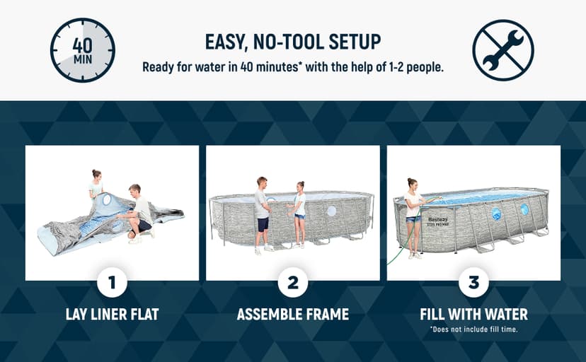 Bestway Power Steel Swim Vista 14’ x 8'2" x 39.5” Above Ground Pool, Oval Metal Frame Outdoor Swimming Pool Set with Filter Pump, Ladder, and Cover