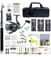 Goture Fishing Rod and Reel Combos-2PCS Telescopic Fishing Pole+2PCS Pre-Loaded Spinning Reels with Carrier Bag,1.8M-2.7M Telescopic Rod Reel Kit for Starter Travel Saltwater Freshwater,Gifts for Men