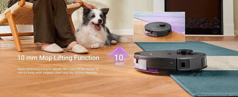 Eureka E20 Evo Plus Robot Vacuum and Mop Combo, 10,000Pa Suction Robot Vacuum Cleaner Bagless Self-Emptying Station, 45-Day Capacity Anti-Hair-Tangling Side Brush Mop Lifting App Control LiDAR Nav