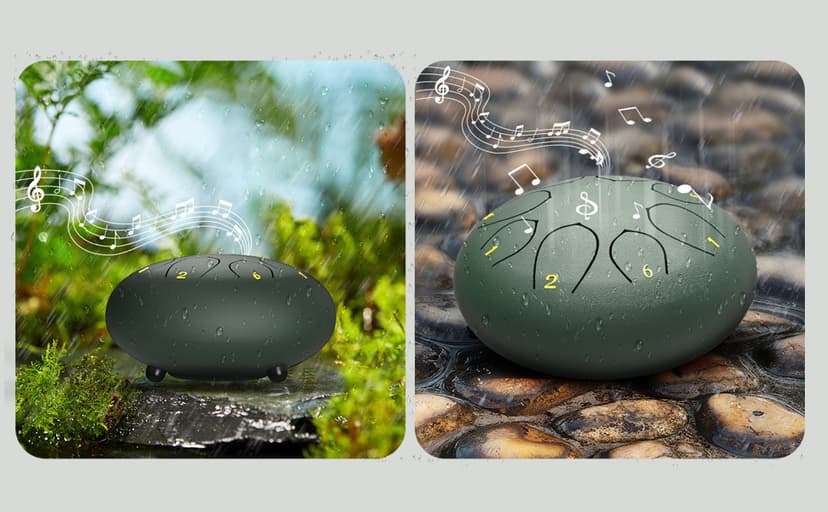 Rain Drum for Outside Garden, 6 Inches 8 Notes Steel Tongue Chakra Drums, Waterproof Meditation Rain Chime, Musical Instruments for Adult Gift with Bag, Music Book, Drum Mallets (Green) B0D9QJNPJ3