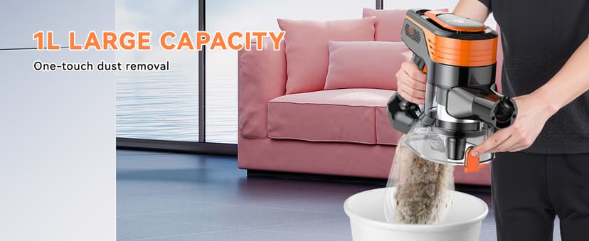 23Ft Corded Vacuum Cleaner, 600W Powerful Self-Standing Stick Vacuum for Home with 20Kpa Suction, 2 Speeds Lightweight Household Vacuum Cleaner for Carpet,Hardwood Floors and Pet Hair