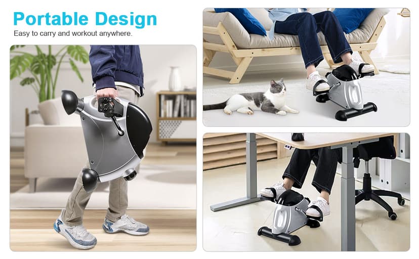 Mini Exercise Bike, himaly Under Desk Bike Pedal Exerciser Portable Foot Cycle Arm & Leg Peddler Machine with LCD Screen Displays