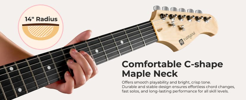 Vangoa 39 Inch Full Size Electric Guitar Beginner Kit Solid Body SSS Pickups with Amp, Bag, Tremolo Bar, Strings, Tuner, Picks, Strap, Capo, Cable for Starter Girls Adults Teens, Petal Pink