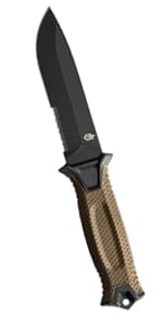 Gerber Gear Ultimate Survival Knife, Fixed Blade Knife with Combo Edge, includes Fire Starter Edge and Ferro Rod, Whistle, Sheath with Integrated Sharpener - Bushcraft, Hunting and Camping Tool