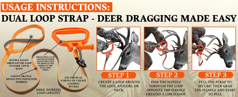 MULTUS Deer Drag Rope & Strap - Heavy Duty Deer Puller for Hunting - Unique Gifts for Hunters, Dad, Men Who Have Everything - Hunting Essentials & Accessories