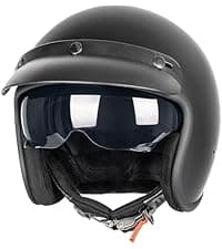Yesmotor 3/4 Motorcycle Helmets Retro Open Face Vespa Scooters Helmet with Clear Visor for Men and Women- DOT Approved