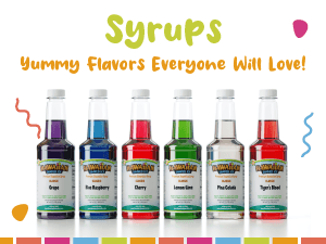 Hawaiian Shaved Ice Syrup Assortment, 6 Popular 16oz Flavors: Cherry, Grape, Blue Raspberry, Tiger's Blood, Lemon-Lime, Pina Colada