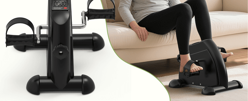 FITKS360 Under Desk Elliptical & Mini Exercise Bike - Seated Electric Leg Exerciser Under Table Oval Electric - Seniors Sit Exerciser Full Assembled Pedal with Remote Control