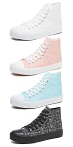 BENPAO Mens White Casual Shoes All Black Fashion Sneakers for Men Low Top Lace Up Canvas Shoes