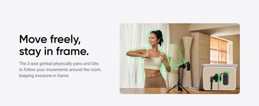 Insta360 Link 2 - PTZ 4K Webcam for PC/Mac, 1/2" Sensor, AI Tracking, HDR, AI Noise-Canceling Mic, Gesture Control for Streaming, Video Calls, Gaming, Works with Zoom, Teams, Twitch & More