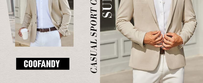 COOFANDY Mens Casual Blazer Knit Sport Coat Lightweight Two Button Suit Jacket