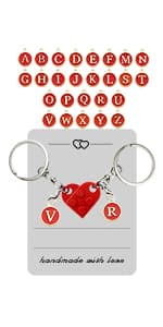 Personalized Brick Matching Heart Keychains - Valentine's Gifts for Mom, Dad, Couple, Boyfriend, Girlfriend, Lovers