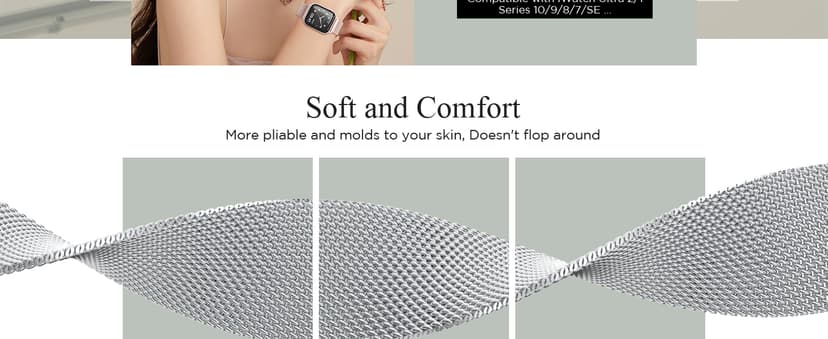 Original Stainless Steel Mesh Loop Compatible with Apple Watch 38mm 40mm 41mm 42mm 44mm 45mm 46mm 49mm Women Men, Magnetic Clasp Replacement for iWatch Bands Series 11 10 9 8 7 6 5 4 Ultra SE 3 2 1