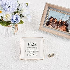 Birthday Gifts for Women Best Friend - to My Bestie Jewelry Dish Trinket Tray, Unique Friendship Gifts for Women Female Friend Christmas Valentines Mother's Day