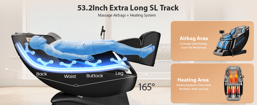 4D Massage Chair Full Body - 53.2" Ultra Long SL-Track Massage Chair Zero Gravity Massage Recliner with Foot Roller, 10 Modes 6 Technique, 32 Airbags, 3 Core Heating, AI Voice, Yoga Stretch