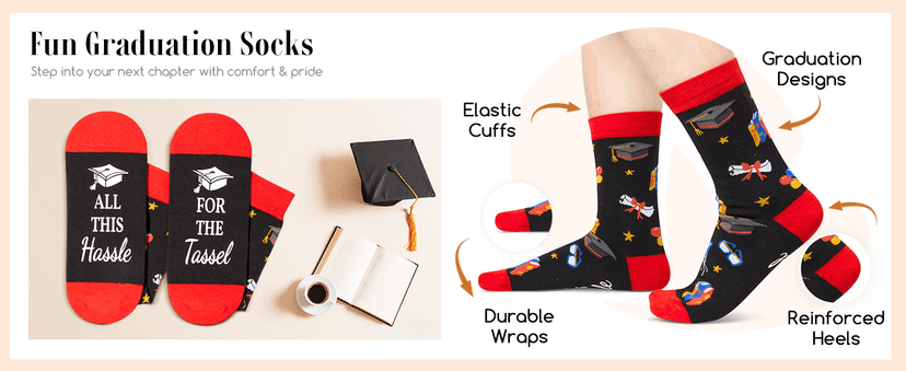 HAPPYPOP Graduation Gifts 2026 – 5-Piece Gift Box with Glass Cup, Bracelet, Keychain, Socks & Congrats Card for Men Him B0GMJJNMZ3