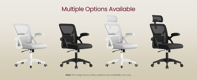 VASAGLE Ergonomic Mesh Office Chair with Adjustable Lumbar Support and Headrest, 90-105° Tilt Function, Wide Seat, Flip‑Up Armrests, Computer Desk Chair for Home Office, Ink Black UOBN044BH01S
