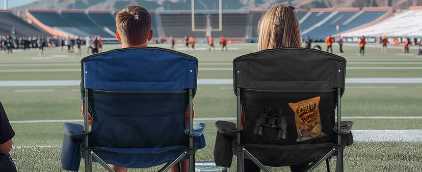 Overmont Oversized Folding Camping Chair - 450lbs Support with Padded Cushion Cooler Pockets - Heavy Duty Collapsible Chairs for Sports Garden Beach Fishing