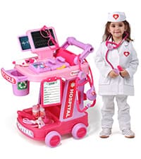 Kids Doctor Playset with Cart, Costume & Stethoscope, Role Play, Pretend Play Medical Toys, Birthday Gift Liberry Toddlers Doctor Kit Toy for Girls Boys Ages 2 3 4 5, Blue B0BYNC6XMQ