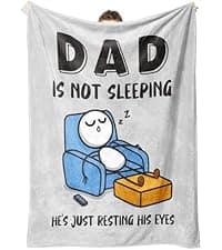 Dad Gifts from Daughter Son, Super Soft Throws Blanket for Couch and Napping, 60" x 50" (Gray) Funny Birthday Gift for Dad Husband, Dad is Not Sleeping Blanket B0DPW37148