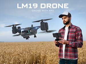 LM19-A Drone with HD Camera for Beginners, WiFi Live Video Remote Control Airplane, Easy & Ready to Fly RC Plane, RC Quadcopter Gift Toy for Boys, Girls age 14& Adults, 2 Batteries (Dark Blue)