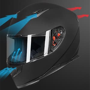 ILM Full Face Motorcycle Street Bike Helmet with Removable Winter Neck Scarf + 2 Visors DOT Model ILM-313 (L, Matte Black)