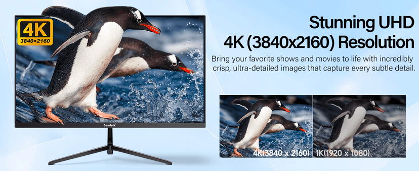 Gawfolk 27 Inch 4K Monitor IPS 60Hz, UHD 3840 x 2160p PC Monitors, Computer Dispaly for Home & Office, Support HDMI & DP, Wall Mount Compatible