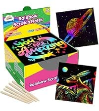 ZMLM Scratch Paper Art-Crafts Gift: 2 Pack Rainbow Notebooks Supplies Toys Easter Basket Stuffers for 3 4 5 6 7 8 9 10 Years Old Girls and Boys Kids Birthday Party Games (Pink)