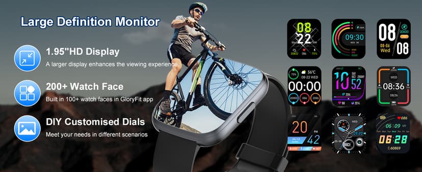 Puqo Puqo Smart Watches for Men Women, 1.95" HD Touchscreen Fitness Tracker with Bluetooth Calls, IP68 Waterproof, 120+ Sport Modes, 7-Day Battery, 24/7 Heart Rate & Sleep Monitor for Android iOS (Blue)