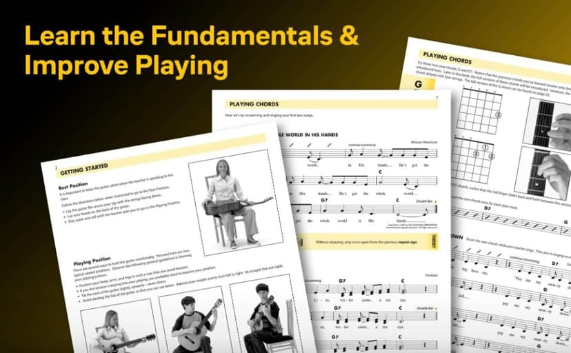 Essential Elements for Guitar Book 1 | Beginner Guitar Method with Chords, TAB, and Music Theory | Step-by-Step Lessons for Students and Teachers | Easy Guitar Songbook with Popular Songs