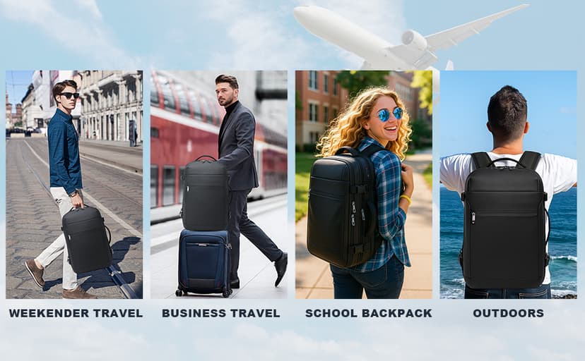 Vacuum Backpack Travel 60L Expandable Vacuum Seal Compression Travel Backpack with Pump, TSA, Waterproof Oxford,17" Laptop Compartment,Carry On Backpack for Men & Women,Business,Flight Travel (Black)