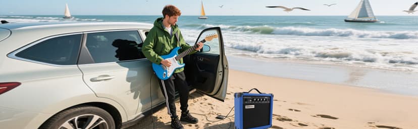 Demusea Electric Guitar Amplifier 20w Guitar Amp Practice Small Portable Travel Mini with Headphone Jack Aux Distortion Gain Treble Bass Volume Jack with 3 Meters Cable Audio Adapter Guitar Picks