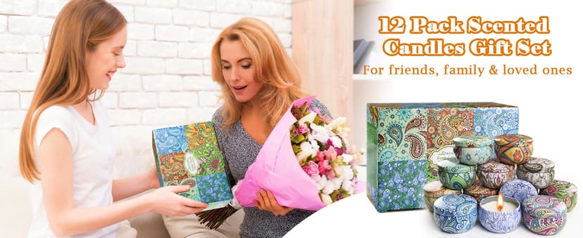 Scented Candles Gifts for Women, 12 Pack Natural Soy Candles for Home Scented, Aromatherapy Candle Set Gift for Women, Men, Friends Birthday, Anniversary