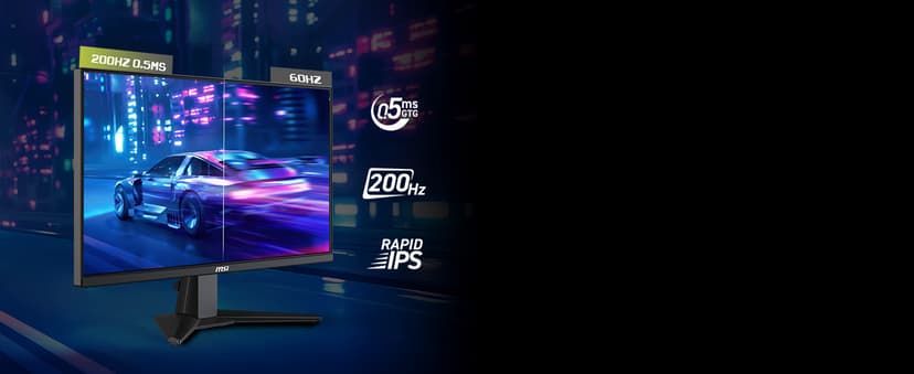 msi MAG 242F 24-inch 1920 x 1080 (FHD) Gaming Monitor, 200Hz, FreeSync Premium, HDMI, DisplayPort, VESA Mountable, Tilt, Height Adjustable, Speaker, 0.5ms, Black