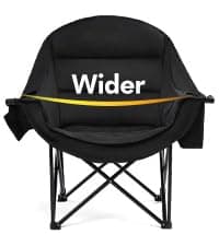 Oversized Camping Chairs for Adults - Heavy Duty Padded Outdoor Folding Lawn XL Camp Chair with Cup Holder Cooler Pockets for Outside Sports Beach Fishing Garden Portable Supports 500lbs, Black