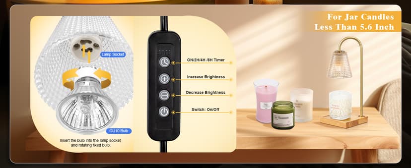 Hong-in Candle Warmer Lamp with Timer Dimmer,Birthday Gifts for Women Mom Sister,House Warming Gifts New Home Room Decor,Vintage Wax Warmer for Scented Wax Jar Candles