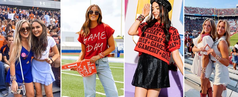 Game Day Bracelets for Women - Red, Black, Blue Heishi Clay Beaded Stretch Bracelets - Stackable Sports Charm Bracelet Bangles - Football Mom Accessories & Outfits Jewelry Gifts