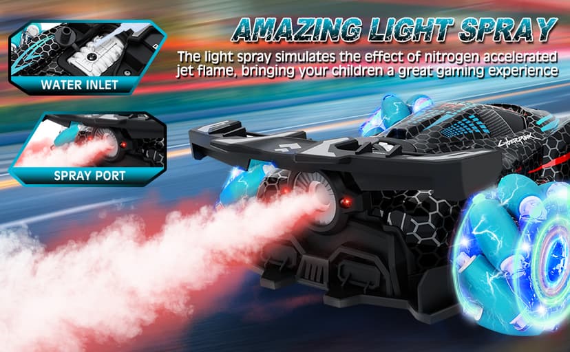 RC Stunt Car, Gesture Sensing RC Cars for Boys Girls, 2.4GHz 4WD Remote Control Car with 360° Rotating, Lights, Music, Spray, Toy Cars for Kids Age 6 7 8 9 10 11 12 Year Old Birthday Gifts