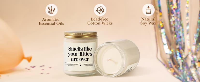 Niyewsor 60th Birthday Gifts for Women Men, Sixty Birthday Candle, 1965 60th Birthday Decorations for Woman Men, 60 Year Old Bday Gifts for Friends, Sister, Mom, Dad, Handmade, 7oz