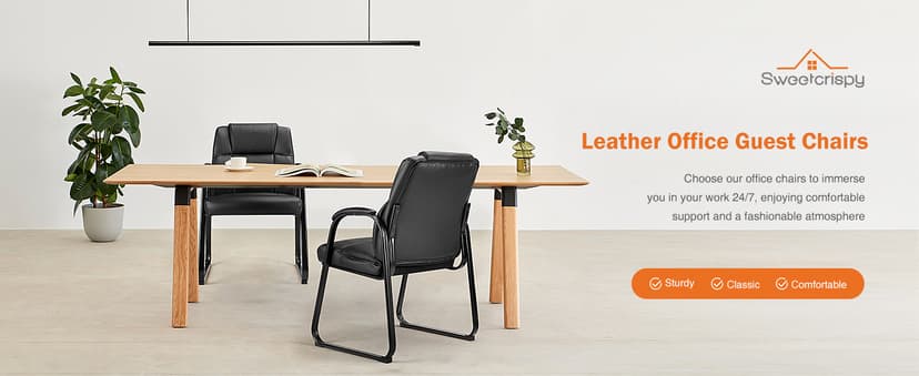 Sweetcrispy Waiting Room Guest Chair, Stationary Office Reception Chairs No Wheel, Comfy Padded Arms and Seld Base, for Conference Room Lobby Home Computer Desk Bedroom Elderly, Deep Black
