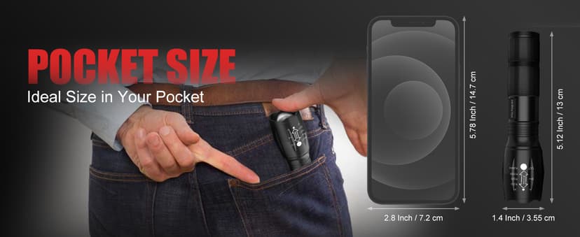 Victoper LED Flashlight 2 Pack, Bright Tactical Torch High Lumens with 5 Modes, Waterproof Zoomable Flash Light for Outdoor, Gifts for Men, Dorm Room Hunting Camping Essentials Gear for Guys