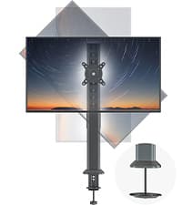Single LCD Computer Monitor Free-Standing Desk Stand Mount Riser for 13 inch to 32 inch screen with Swivel, Height Adjustable, Rotation, Vesa Base Stand Holds One (1) Screen up to 77Lbs(HT05B-001))